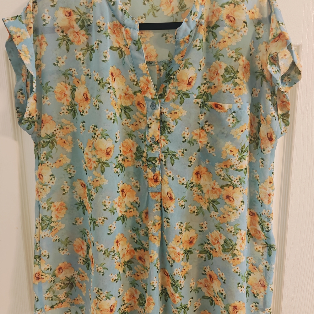 Perch Green Ruffled Blouse with Mandarin Collar